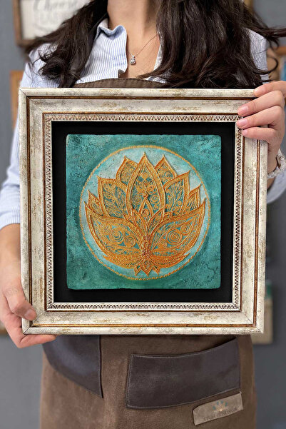 FİNS STONE DECOR Çerçeveli Tablo Taş Duvar Dekoru Tablo 30 X 30 Cm Lotus Tabl...