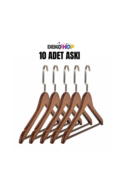 DEKOHOP Ahşap Elbise Kıyafet Askısı 1.Kalite Boyalı İtalyan Ahşap Askı 10 ADET