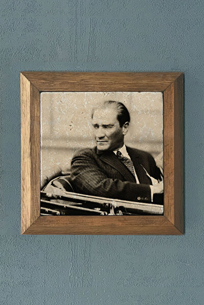 FİNS STONE DECOR Cadou Masiv Cadru Ataturk Piatra Naturala Tablo Fins 28X28 CM