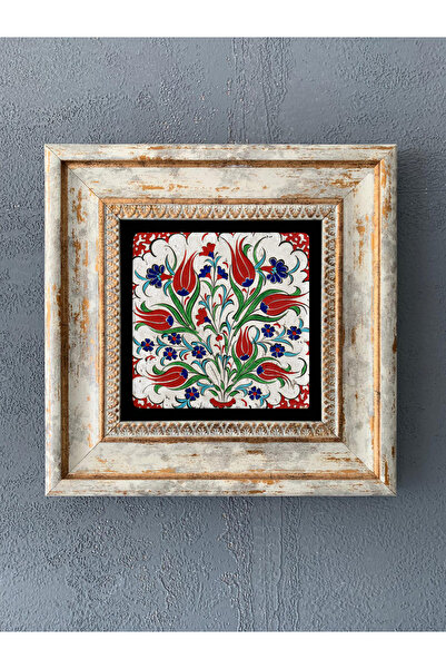 FİNS STONE DECOR Çerçeveli Taş Duvar Dekoru Tablo 20 x 20 cm Çini Desen Hediy...