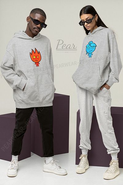 Pear Wear Φούτερ για ζευγάρια με στάμπα Fireboy Watergirl Unisex Oversize Lover Team Hoodie