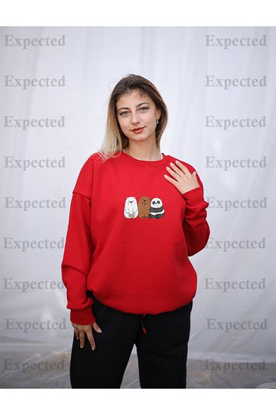 EXPECTED Women's Oversize Teddy Bear Printed Sweatshirt
