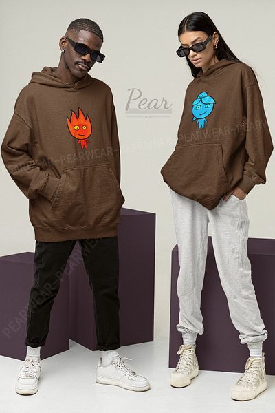 Pear Wear Φούτερ για ζευγάρια με στάμπα Fireboy Watergirl Unisex Oversize Lover Team Hoodie
