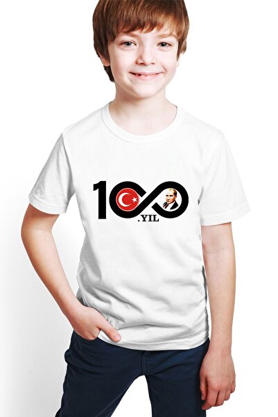 hilon 100. Έτος Ατατούρκ Τουρκική σημαία με στάμπα Unisex Παιδικό T-Shirt H01