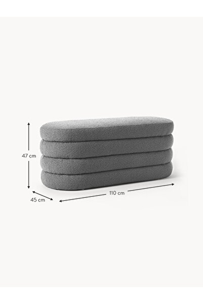 S Home Design Concept Sundea Puf / Bench, Teddy, Gri
