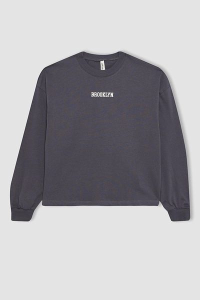 DeFacto Girls' Crew Neck Printed Long Sleeve T-shirt A7430a823au