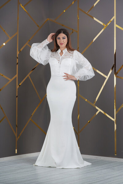 Matik Abiyem Lycra Lace Top Scuba Special Design Dress