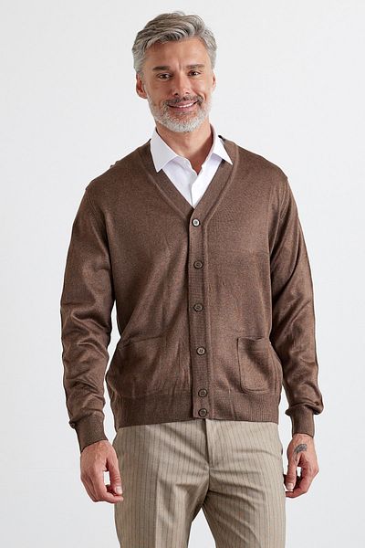 Livio Ferri Men's Standard Fit Regular Cut Pocket Cardigan Knitwear Sweater