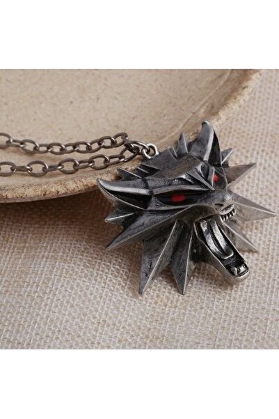 Herşey Nota Witcher Kurt Renkli Göz Renkli 3 Boyutlu Siyah Çelik Kolye