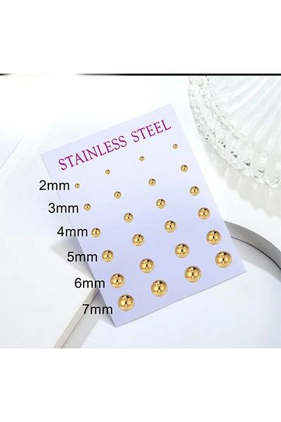 Begonia Accessories Begonia Accesories Unisex Surgical Steel 1 Pair Silver Color Ball Earring .top.gumus