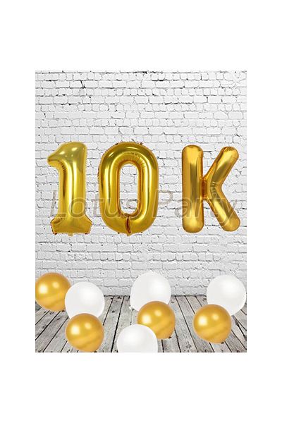LOTUS PARTY INFLUENCER Follower Count Celebration Foil Balloon Set 10K Foil Balloon Gold Color