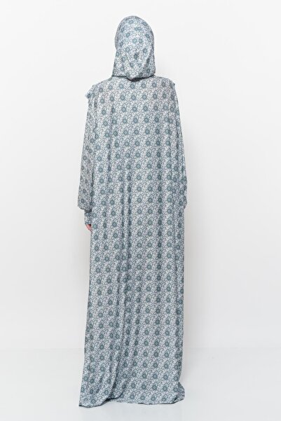 Altobeh Πρακτικό μονοκόμματο φόρεμα προσευχής με μοτίβο ήλιου με μανίκια με μαντίλα Lycra Hijab 990-0302