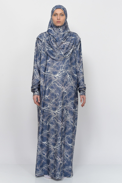 Altobeh Pratik Цілісне плаття для молитви з рукавами з візерунком Agac з лайкровою лайкровою хіджабною тканиною 9900705