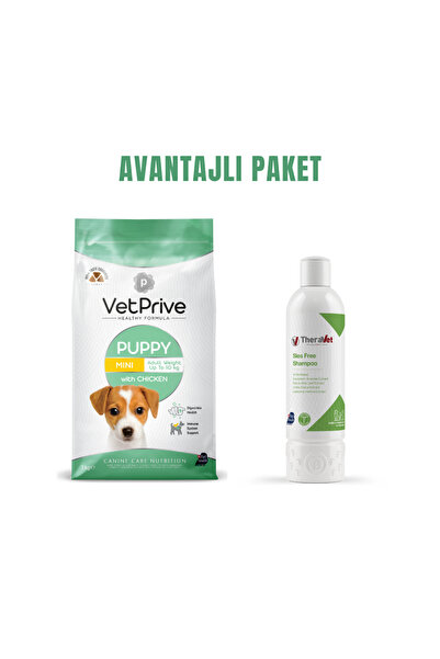 VetPrive Vet Prive Mini ve Küçük Irk Yavru Köpek Maması Tavuklu 3 Kg + TheraVet Kedi ve Köpek Şampuanı 200 ml