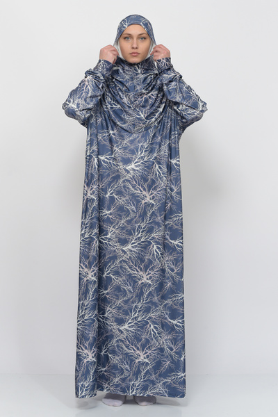 Altobeh Pratik Цілісне плаття для молитви з рукавами з візерунком Agac з лайкровою лайкровою хіджабною тканиною 9900705