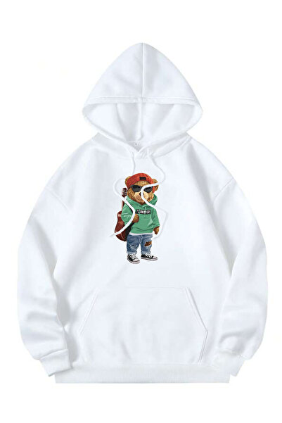 blausee wear Ursuleț de pluș unisex pentru chitarist cu imprimeu supradimensionat cu glugă Swea tricou