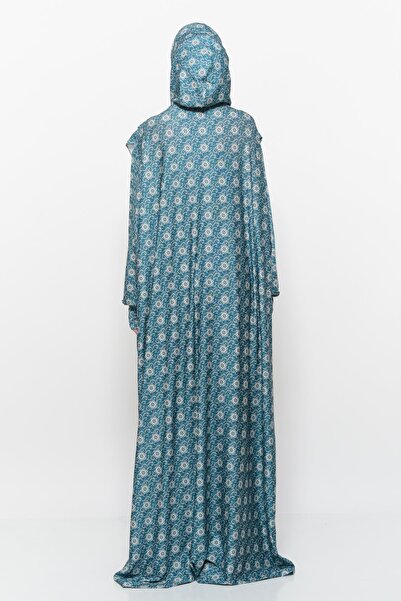 Altobeh Πρακτικό μονοκόμματο φόρεμα προσευχής με μοτίβο ήλιου με μανίκια με μαντίλα Lycra Hijab 990-0302