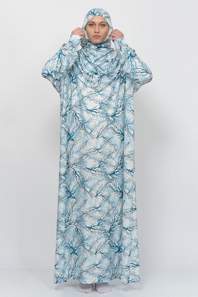 Altobeh Mâneci practice dintr-o singură bucată cu model de copac și batic detașabil Lycra Hijab Rochie de rugăciune 990-0705