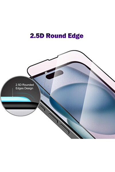 m.tk moveteck İphone 15 Uyumlu Tam Kaplar Seramik Esnek Ekran Koruyucu Kırılmaz Cam Anti Nano Ekran Camı
