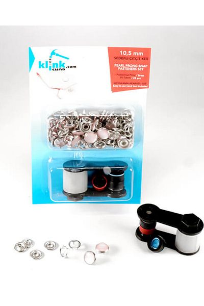 Klinkshop Pink Pearlescent 10.5 Mm Click-Shirt Snap Kit-With Hammer Application Apparatus- 25 Pieces Stainless Brass