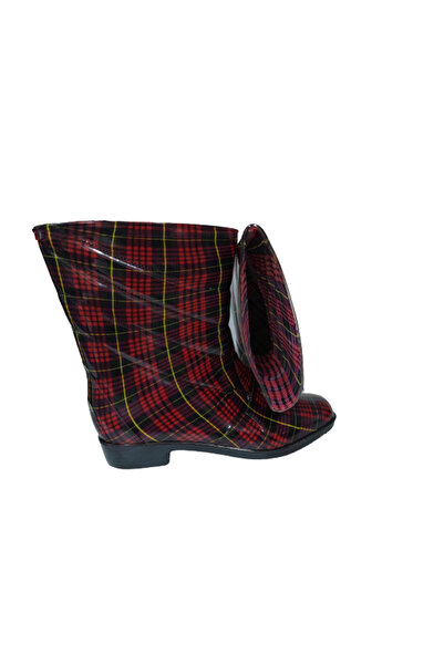 Gülsoy Kırmızı-Sarı Çizgili Kadın Poli Kaymaz Taban Yağmur Çizmesi