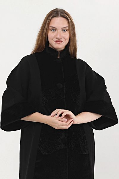 Laden Steel Knit Knitwear Black Sleeve Poncho Women's Large Size Cardigan Wool Winter Mother Cardigan