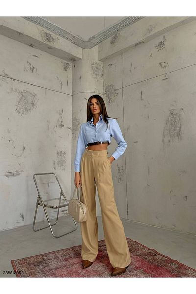 PleasureOfSilk Cămașă crop cu detaliu de centură căptușită