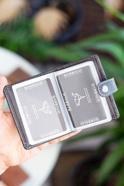 Garbalia Beijing Genuine Leather Unisex Anthracite Card Holder Wallet with Plenty of Card Holders and External Placket