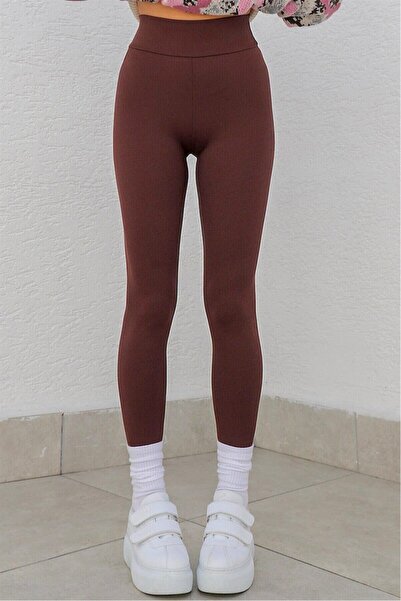 byhaziran butik Ženske tamno smeđe Rebrasto Visok struk Oblikuje figuru tajice