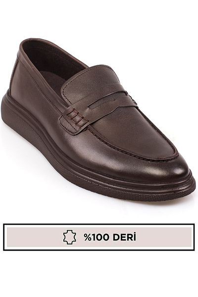 maximoda Pantofi clasici din piele pentru bărbați din piele naturală, fără șireturi, cusute, cu talpă polietilenă