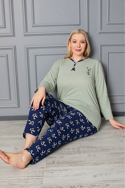 Asel Σετ Πυτζάμες με Σχέδιο Plus Size