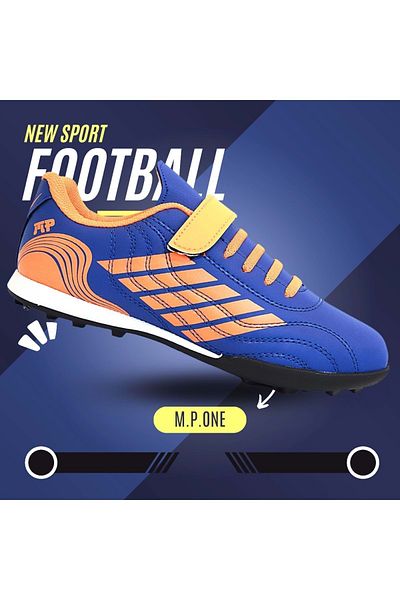 MP ONE Kidessa 1746-1350 Striped Children's Astroturf Football Shoes royal blue
