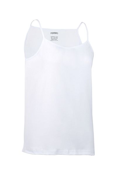 FORMO 6-Piece Girl's Cotton White Ribbed Soft Rope Strap Tank Top
