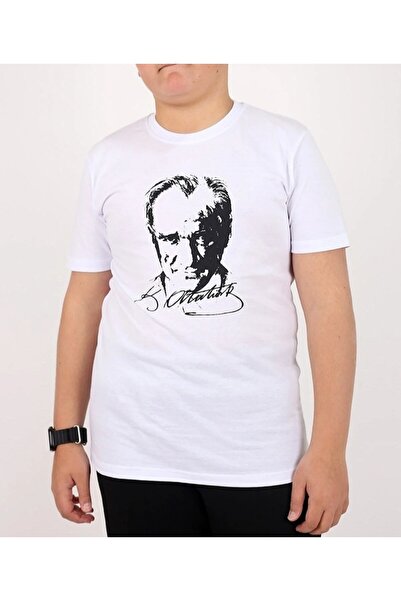 Esterella unisex children's ataturk printed t-shirt/ t-shirt / white ataturk printed t-shirt