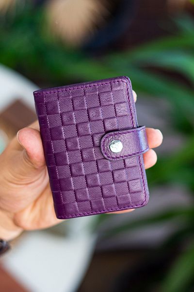 Garbalia Beijing Genuine Leather Unisex Plum Card Holder Wallet with Plenty of Card Holders and External Placket