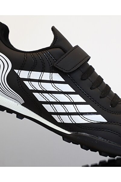 MP ONE Kidessa 1746-1350 Bantlı Çocuk Halı Saha Futbol Ayakkabısı siyah beyaz