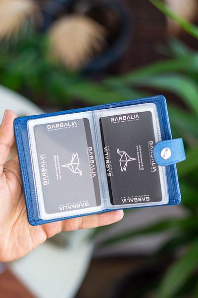 Garbalia Πορτοφόλι Beijing Beijing Genuine Leather Unisex Petrol Blue Cardholder με πολλές θήκες για κάρτες και εξωτερική τσάντα