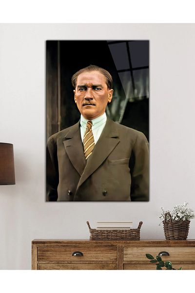 Rosyvien Γυάλινος πίνακας πορτρέτου Mustafa Kemal Atatürk, ATA, Διακόσμηση τοίχου γραφείου σπιτιού και σχολείου, δώρο, σκληρυμένο γυαλί