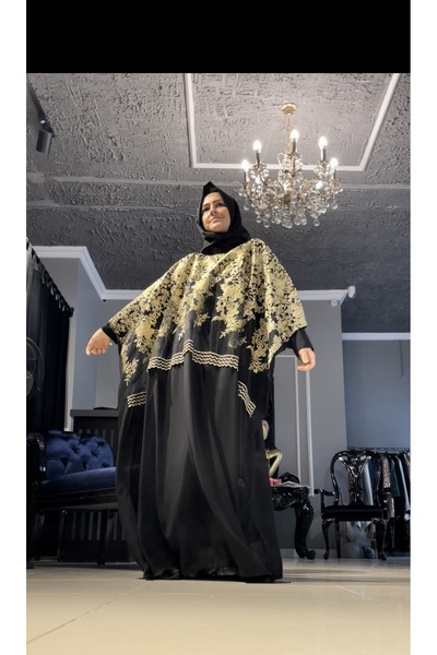 Hürrem Aldinç Altın Gold Sırma Işlemeli Şifon Elbise Rahat Kesim Ve Zarafetin...