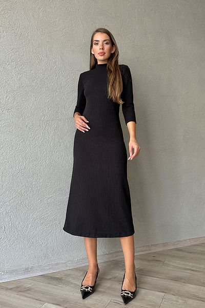 Seda Yalçın Atelier Black Corded Knitted Long Dress