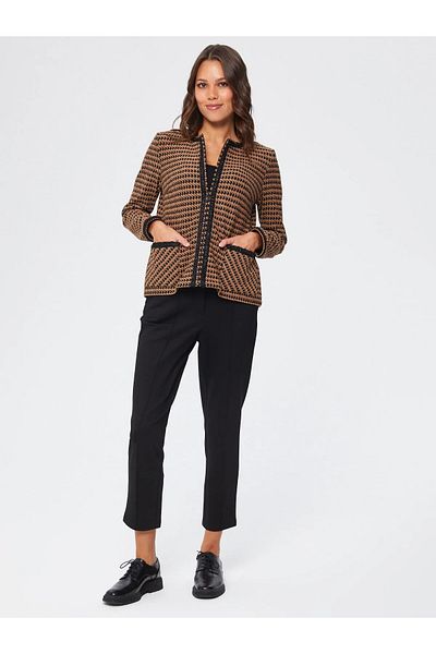 Faik Sönmez Дамско плетено яке Houndstooth Camel U67191