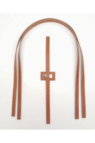 angel çanta aksesuar Tan Colored Real Leather Bridge Lock Bag Set