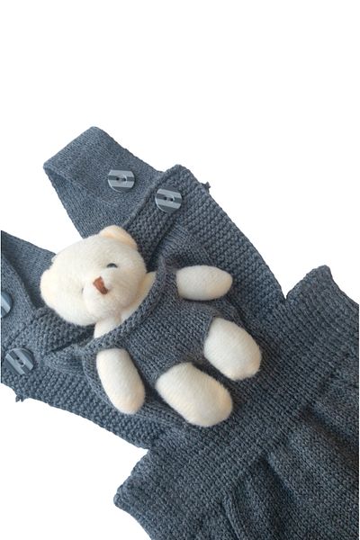 gogo bici Winter Winter Teddy Bear Hanger Buttoned Baby Kids Knitwear Tights Salopet