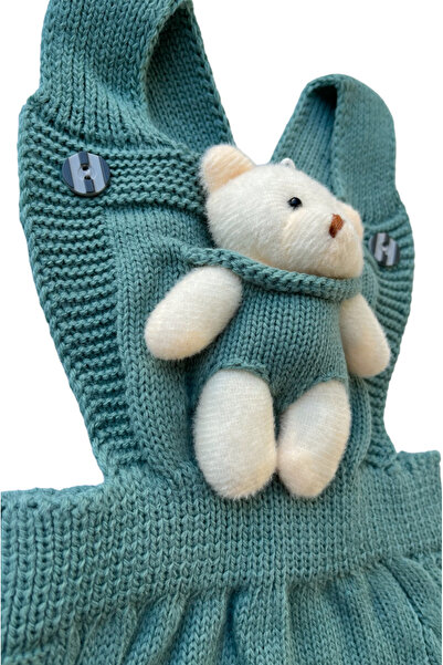 gogo bici Winter Winter Teddy Bear Hanger Buttoned Baby Kids Knitwear Tights Salopet