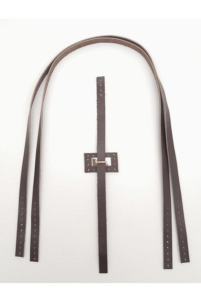angel çanta aksesuar Dark Brown Real Leather Bridge Lock Bag Set