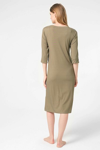 Anıl Short Half Sleeve Crew Neck Viscose plain Winter Knitted Embroidery Detailed Nightgown