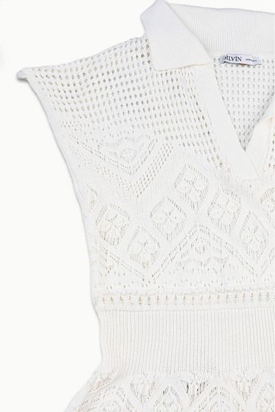 Dilvin 90150 polo neck openwork dress