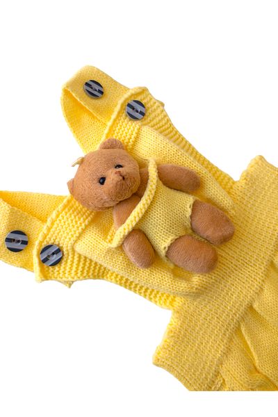 gogo bici Winter Winter Teddy Bear Hanger Buttoned Baby Kids Knitwear Tights Salopet