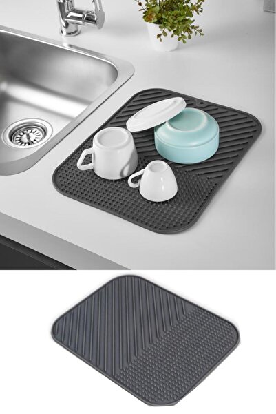 Flosoft Kaydırmaz Silikon Bulaşık Matı, Çok Amaçlı Kurutmalık Lavabo Buzluk Halısı 36x28cm