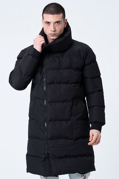 GAREN Ανδρικό φουσκωτό Oversize Μακρύ Νερό και Αντιανεμικό Αδιάβροχο Παλτό Μαύρο